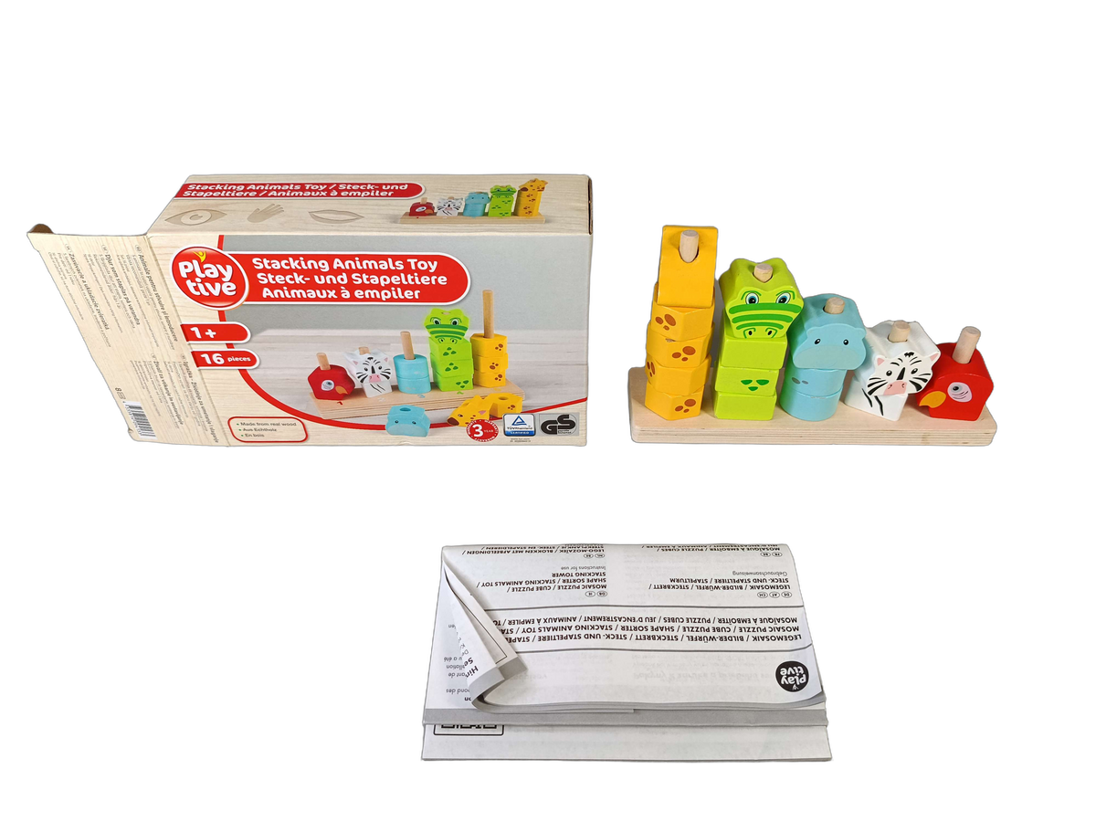 Playtive Bundle Holz Motorik Set von 2 Motorikwürfel & Stapeltiere