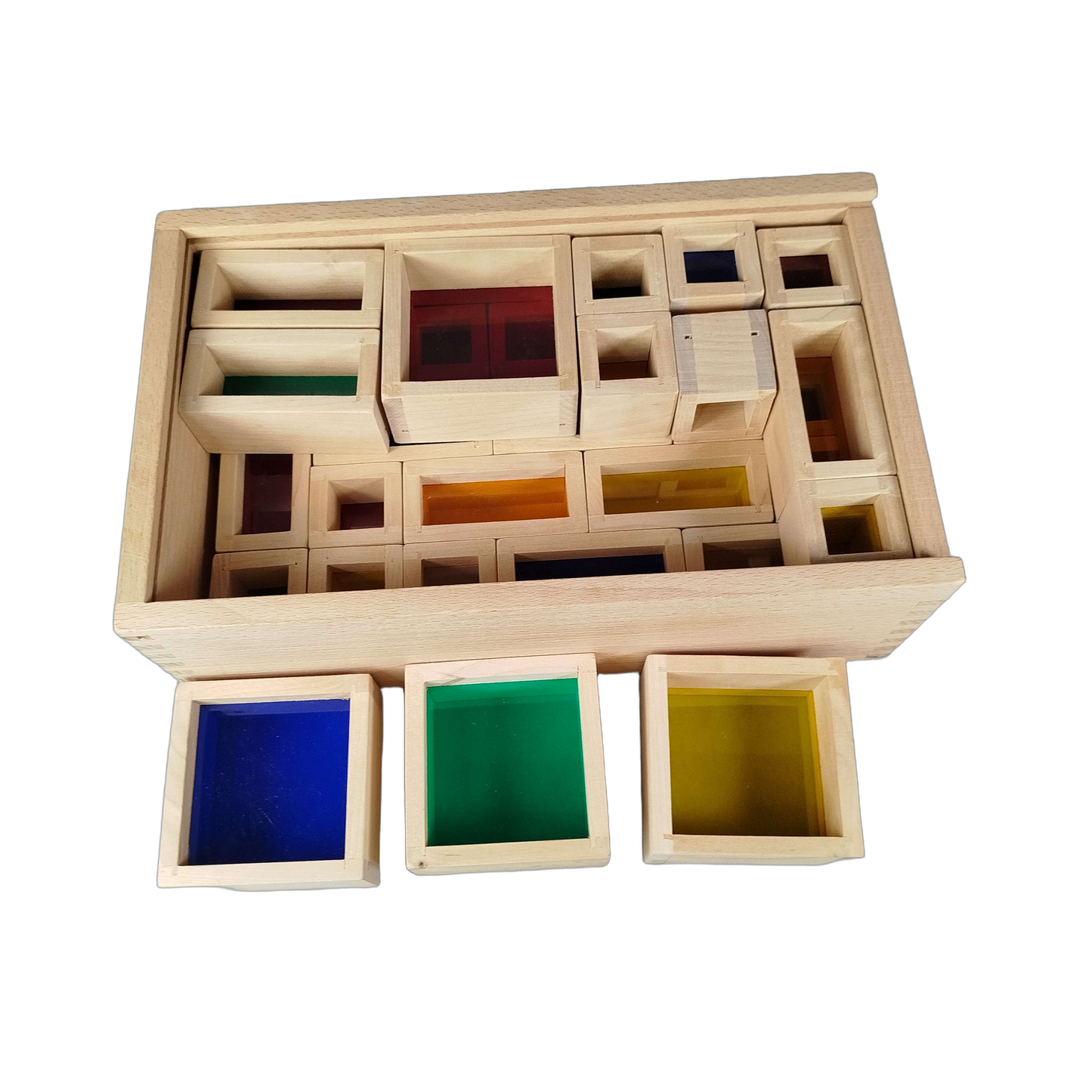 Fensterbausteine Regenbogen Holzbausteine