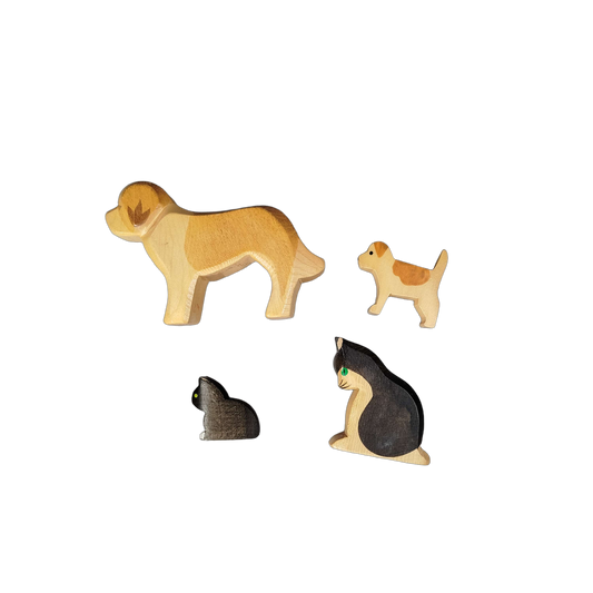 Ostheimer Bundle 4 Holzfiguren Hund & Katze