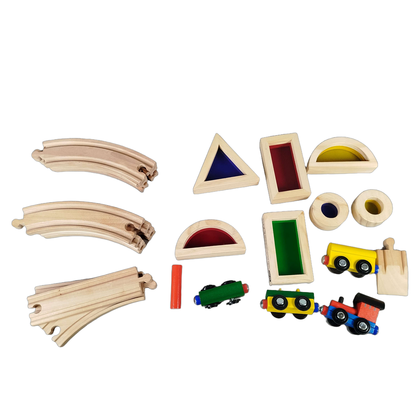 Kids Land Bundle Holzeisenbahn mehrteilig Magnetzüge & Bauklötze