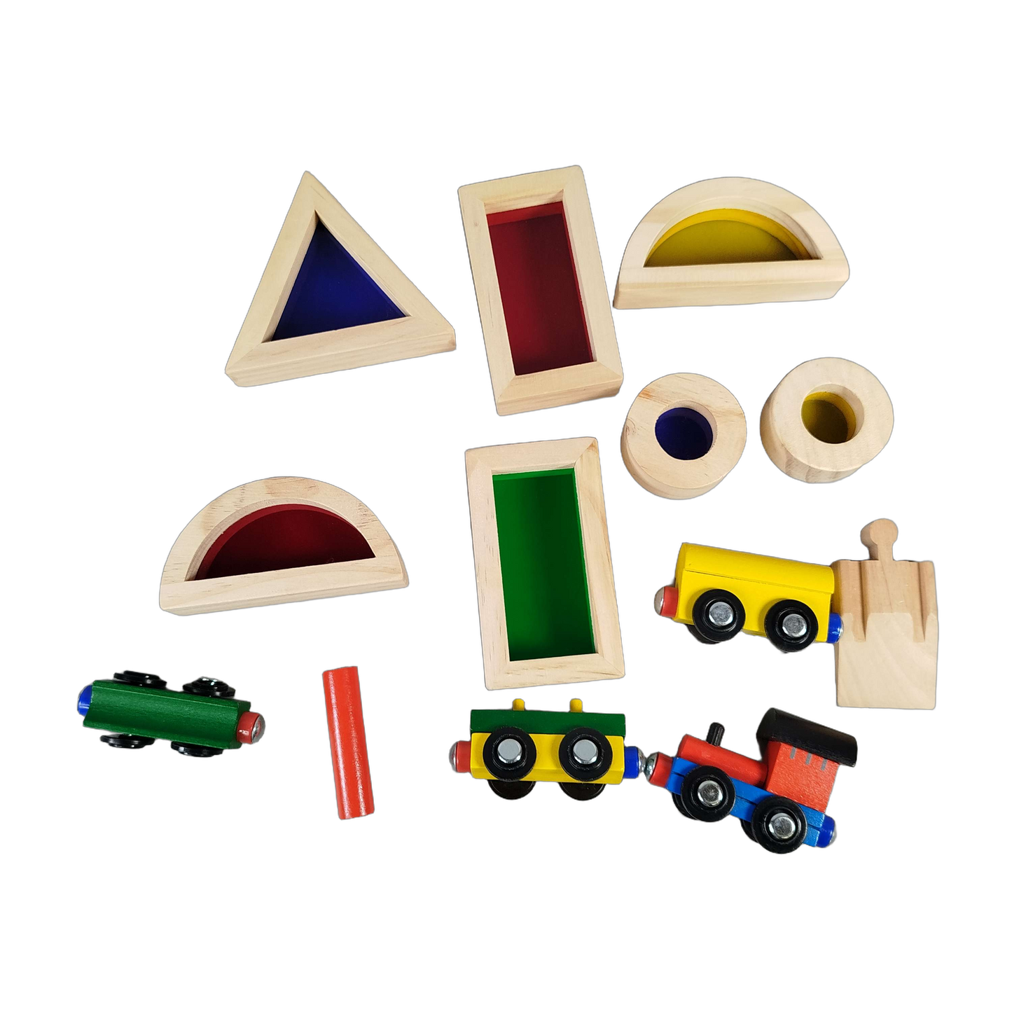 Kids Land Bundle Holzeisenbahn mehrteilig Magnetzüge & Bauklötze
