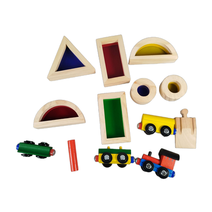 Kids Land Bundle Holzeisenbahn mehrteilig Magnetzüge & Bauklötze