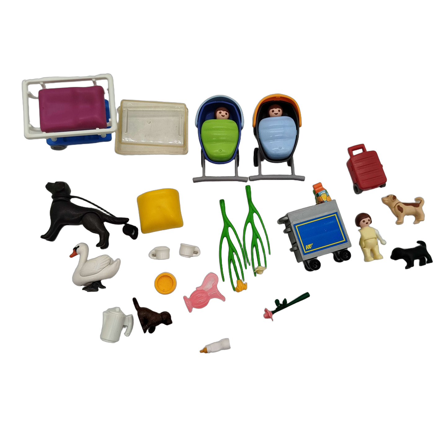 Playmobil Bundle Set Figuren Tiere & Zubehör Kinderwagen Teich