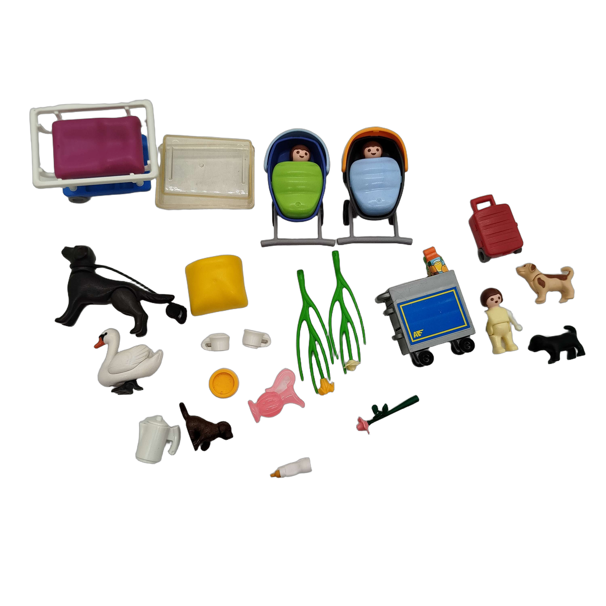 Playmobil Bundle Set Figuren Tiere & Zubehör Kinderwagen Teich