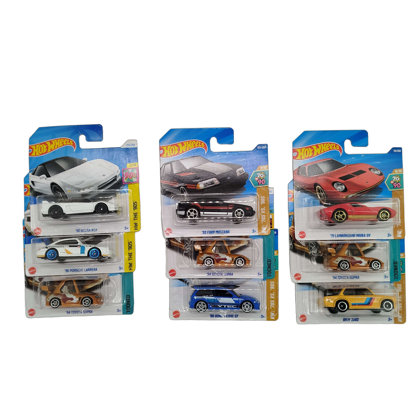 Hot Wheels Bundle 80s & 90s Set von 9 Modellautos & Sportwagen, Neu