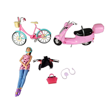 Mattel Bundle Barbie Set von 7 Modepuppe Fahrrad Roller