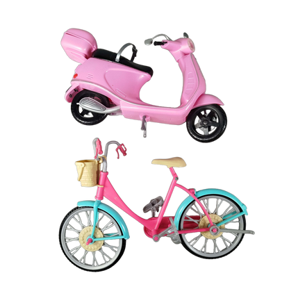 Mattel Bundle Barbie Set von 7 Modepuppe Fahrrad Roller