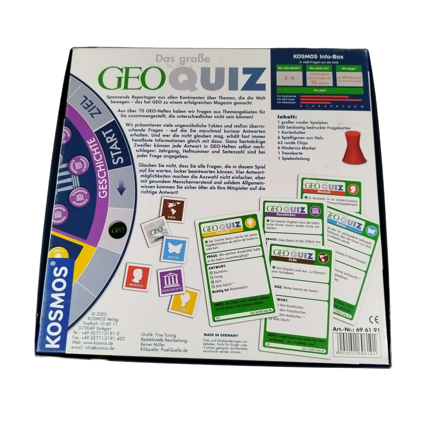 KOSMOS GEOQUIZ 69 61 91 Brettspiel neuwertig