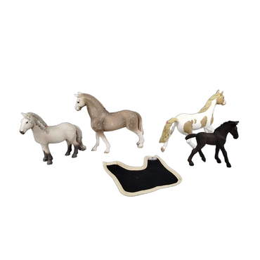 Schleich Bundle 4x Pferde Figuren mit Satteldecke