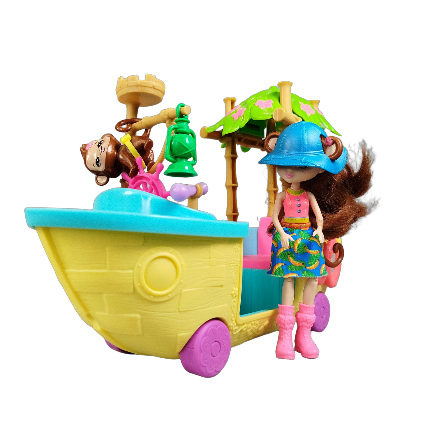 Mattel Enchantimals Dschungelboot GFN58 mit Puppe & Äffchen