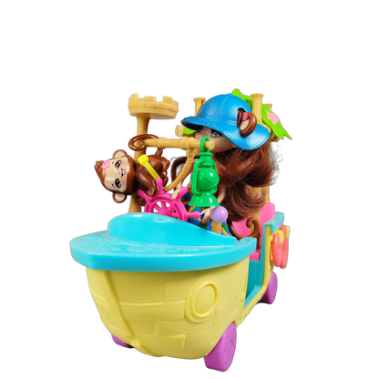 Mattel Enchantimals Dschungelboot GFN58 mit Puppe & Äffchen