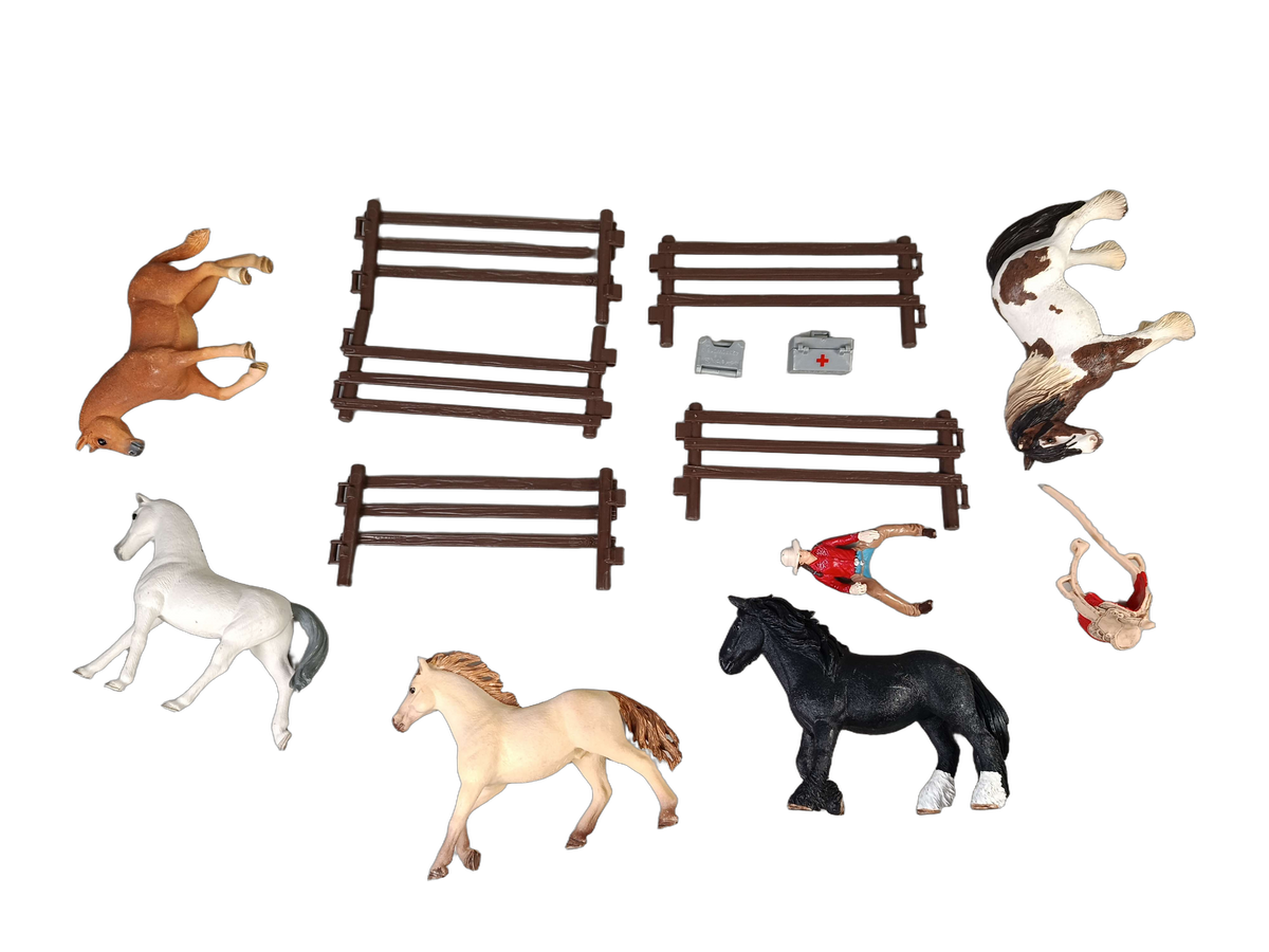 Schleich Tiere Bundle Cowboy Set Pferde, Zaun & Zubehör