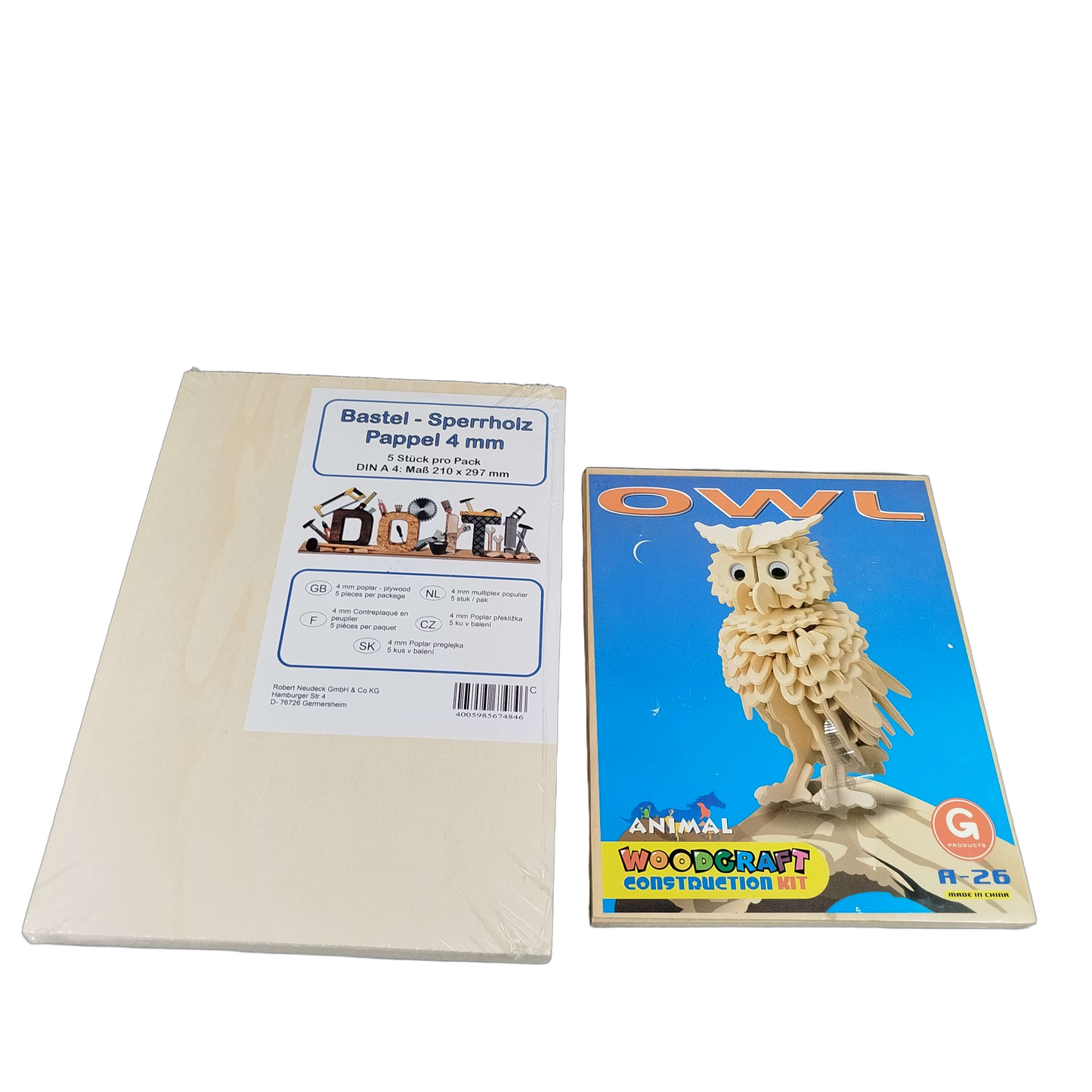 Bundle Holzbau Eule Set von 5 Bastelsperrholz Neu