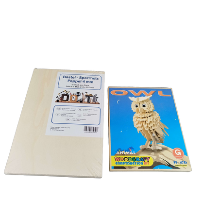 Bundle Holzbau Eule Set von 5 Bastelsperrholz Neu