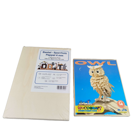 Bundle Holzbau Eule Set von 5 Bastelsperrholz Neu