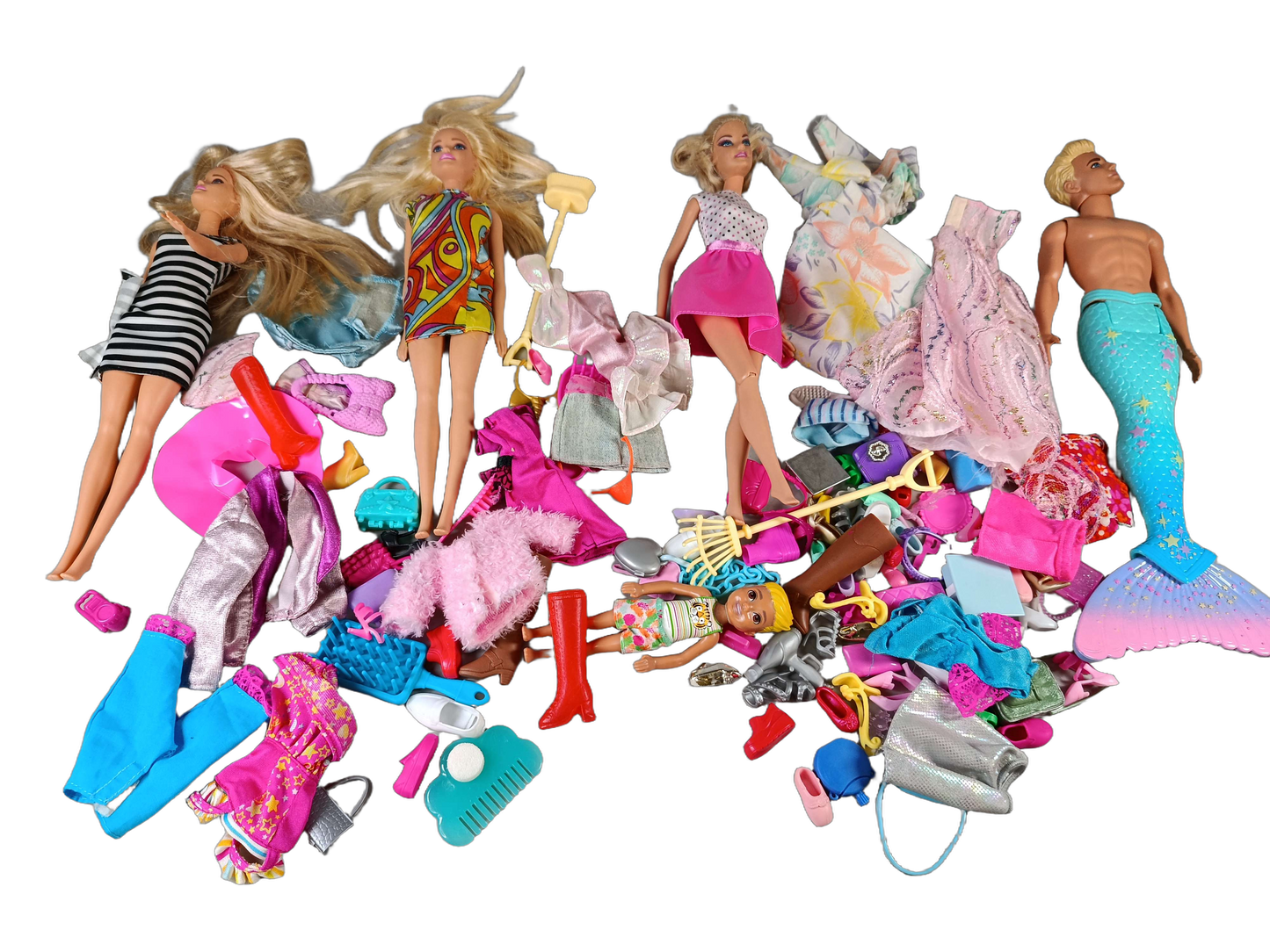 Mattel Bundle Barbie Set Modepuppen, Meerjungmann & Zubehör