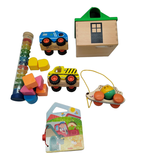 HABA Bundle Set von 5 Holzspielzeug Ziehigel & Sortierhaus