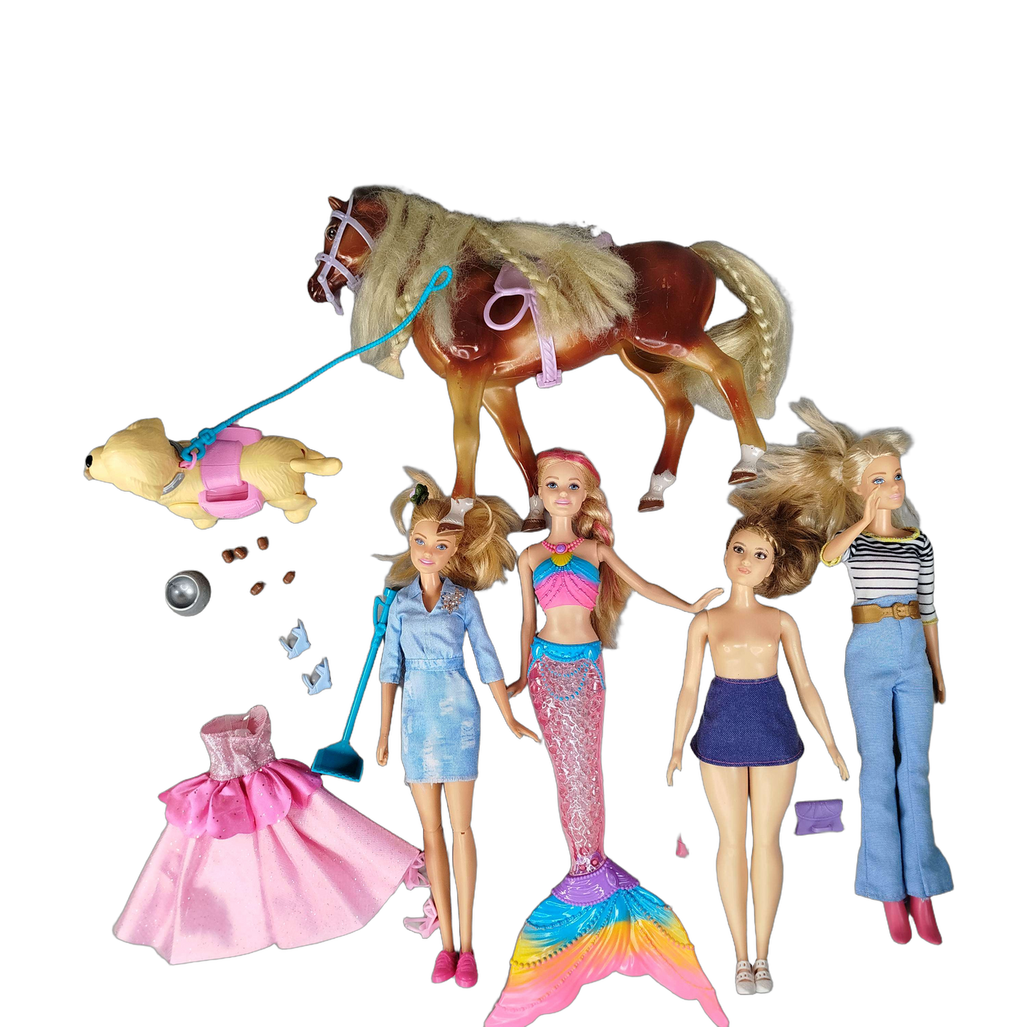 Mattel Bundle Barbie Set von 5 Puppen & Hund