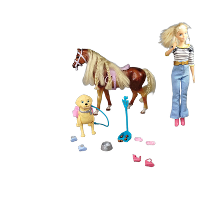 Mattel Bundle Barbie Set von 5 Puppen & Hund