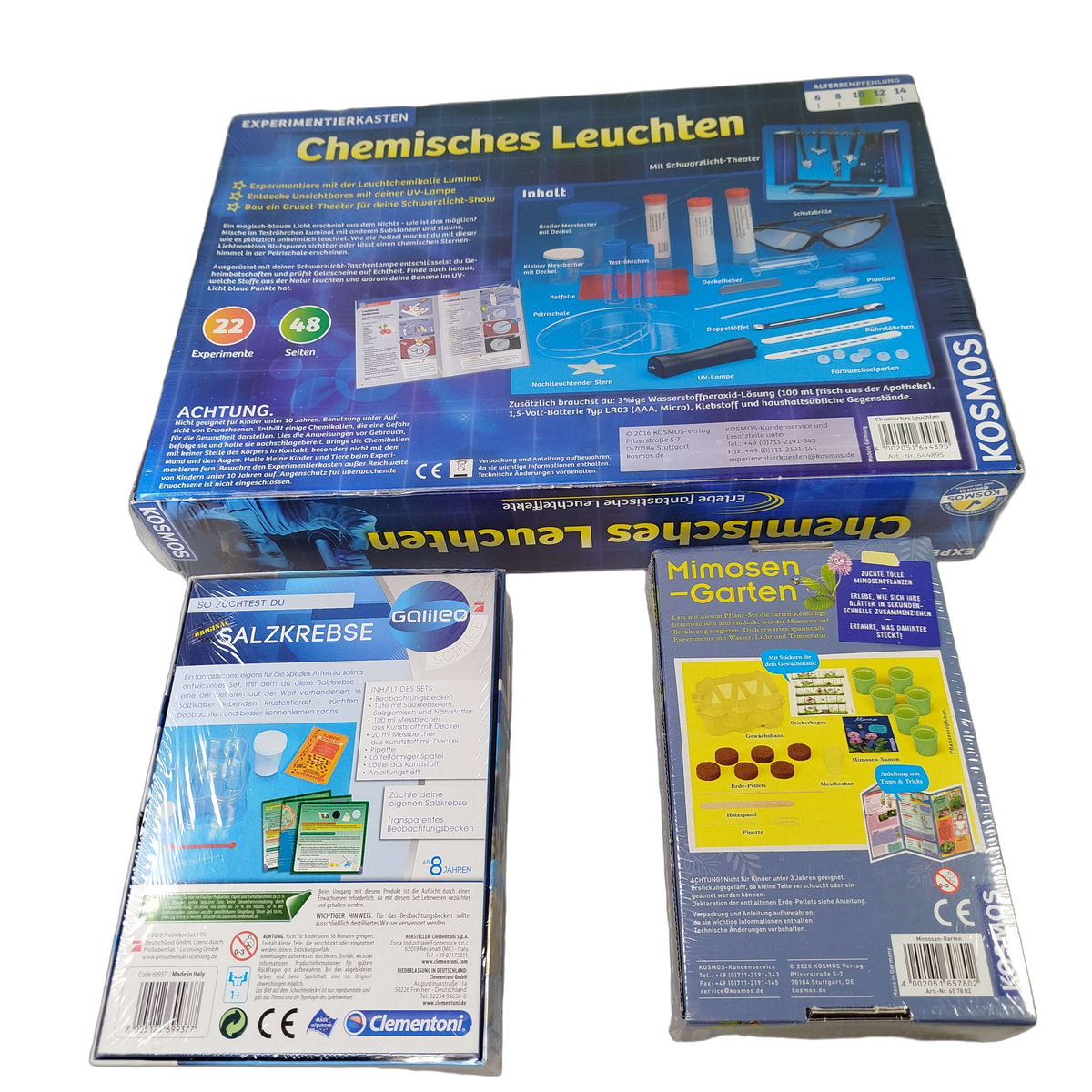 KOSMOS & Clementoni Bundle Experimente Set von 3 Experimentiersets Neu