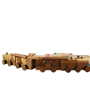 Bundle Holz großes Set Bausteine, Verbinder & Stifte mit Holzzug