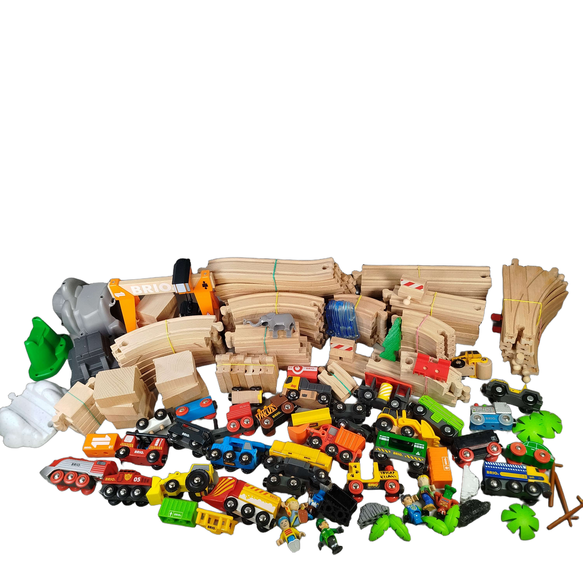 BRIO Bundle Holzeisenbahn großes Set Kran Lok Wagen & Schienen