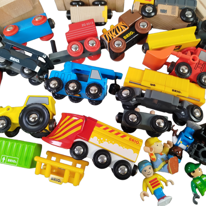 BRIO Bundle Holzeisenbahn großes Set Kran Lok Wagen & Schienen