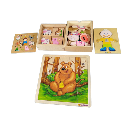 Bundle Tiere & Anziehbär Holzpuzzle & Anziehpuzzle