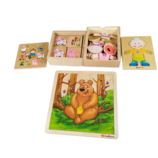 Bundle Tiere & Anziehbär Holzpuzzle & Anziehpuzzle