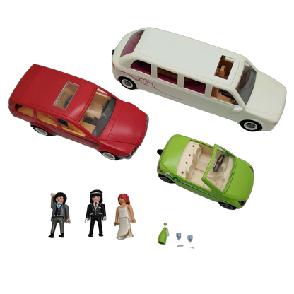 Playmobil Bundle Set von 3 Autos Limo Cabrio & Figuren
