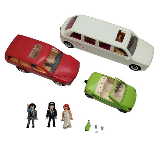 Playmobil Bundle Set von 3 Autos Limo Cabrio & Figuren