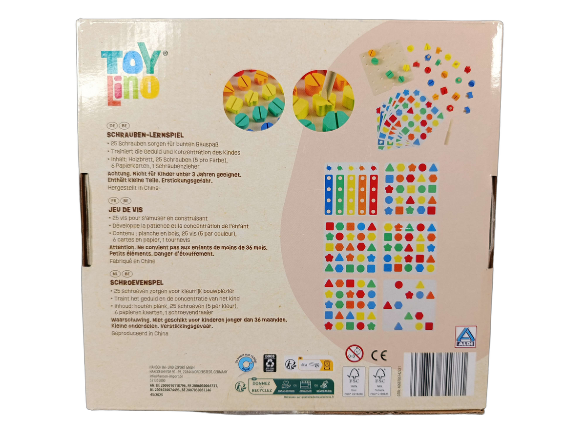 Toylino Montessori Schrauben Feinmotorik Lernspiel