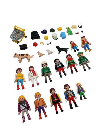 Playmobil Bundle Set von 14 Figuren, Zubehör, Hunde, Einkaufswagen
