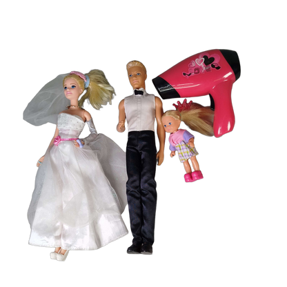 Bundle Hochzeitspaar großes Set Puppen & Zubehör Kleidung & Föhn