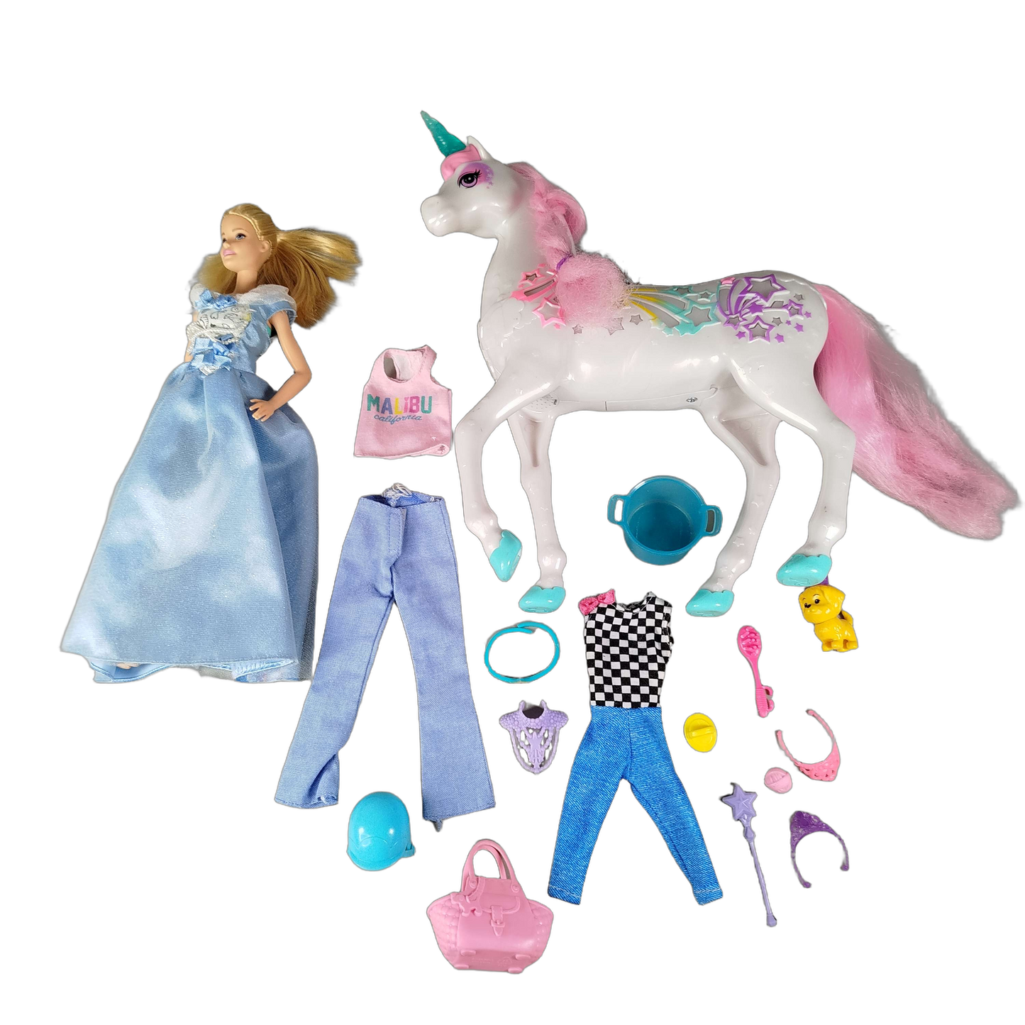 Mattel Bundle Barbie Puppe & Einhorn mit Zubehör