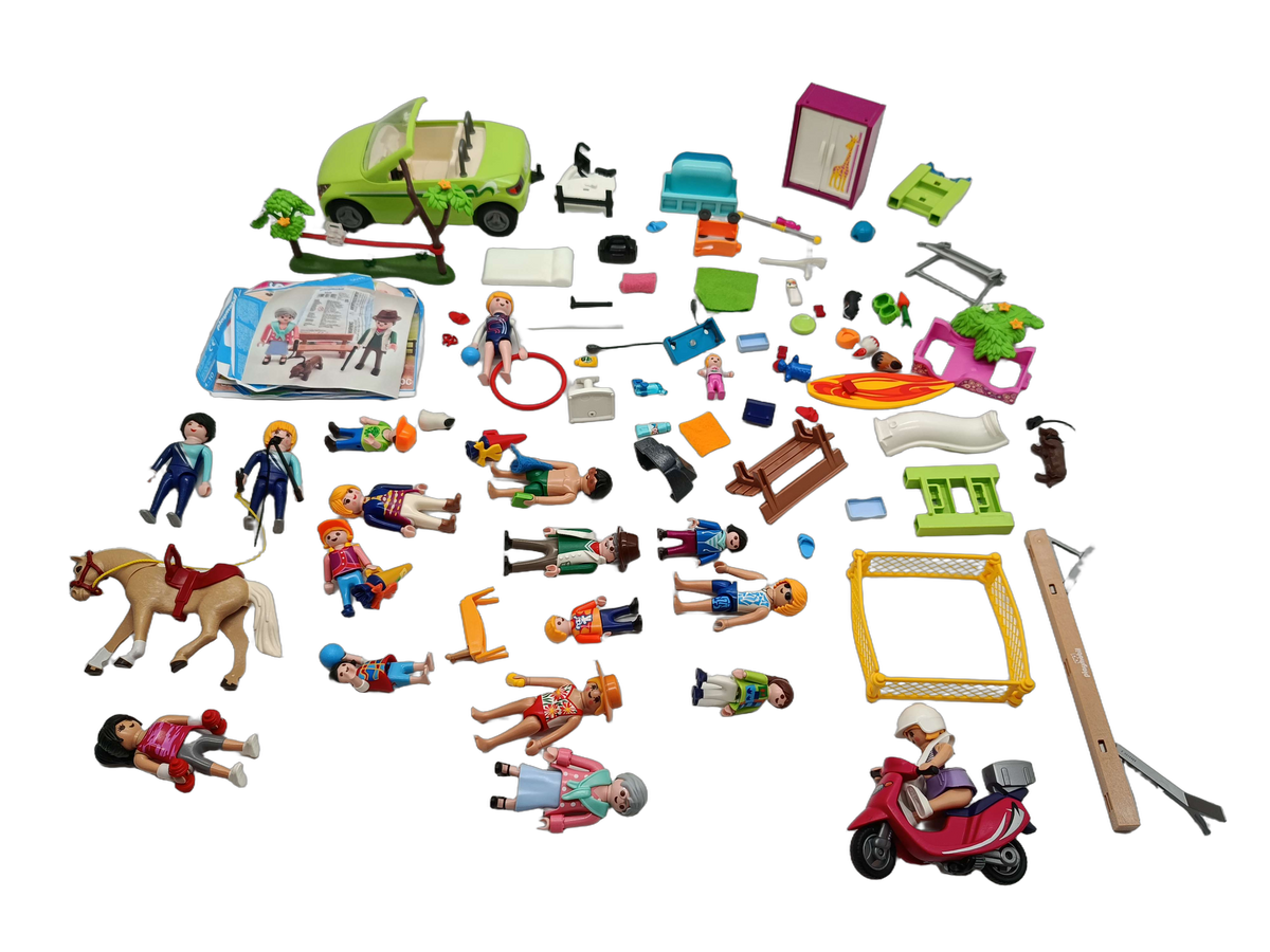 Playmobil Bundle 6069 5579 5190 Set von 3 Figuren, Cabrio & Roller