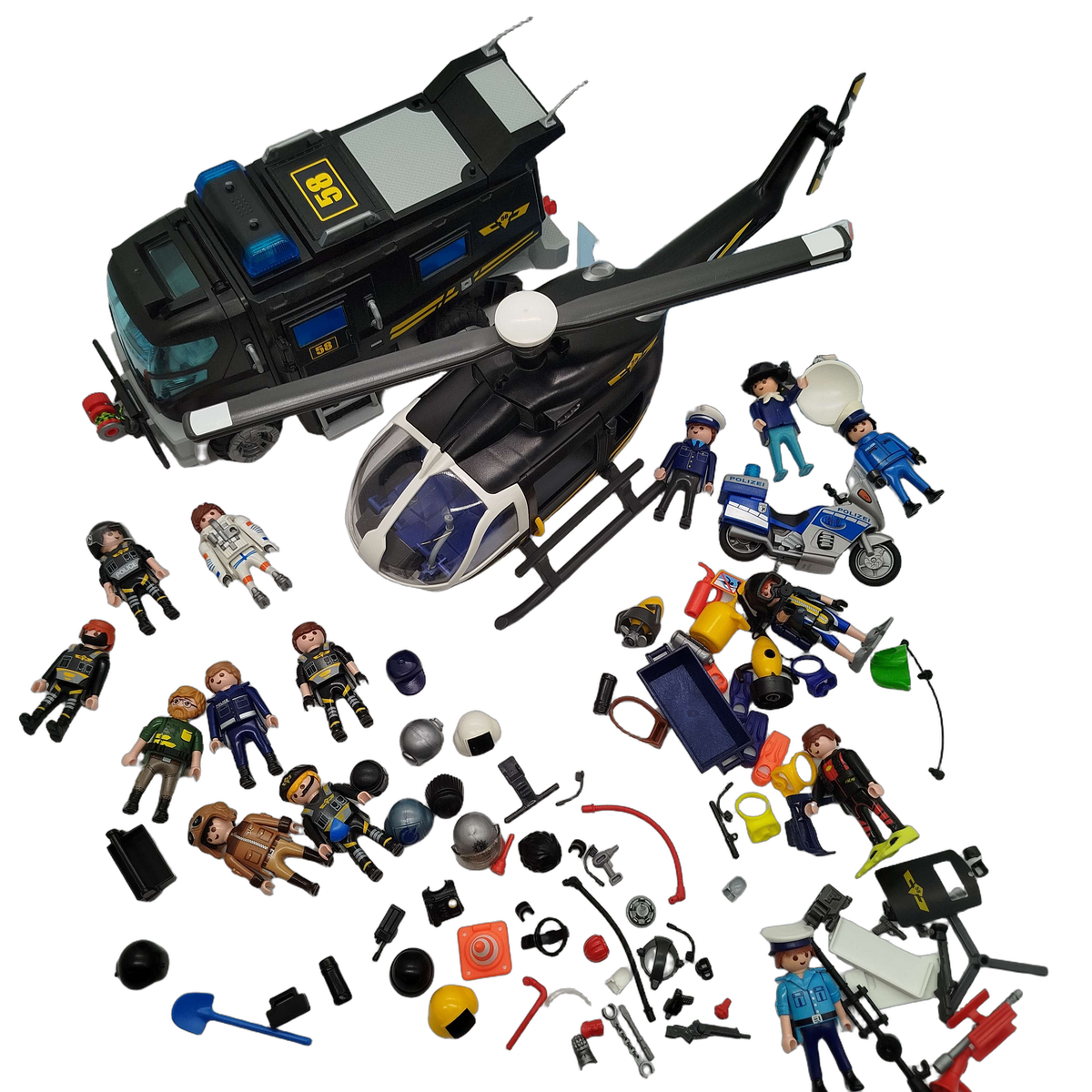 Playmobil Bundle City Action 9360 großes Set Truck Motorrad & Figuren
