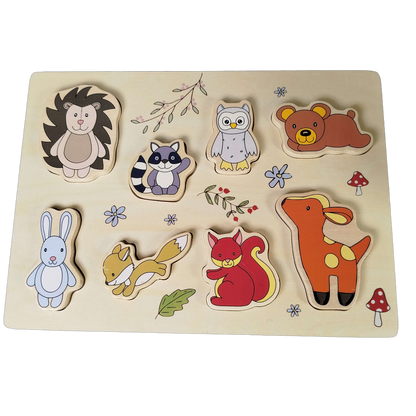 Bundle Holz Motorik Set Steckpuzzle, Formenwürfel & Nachziehtier