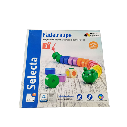 Selecta Spiel Fädelraupe 63005 Fädelspiel aus Holz