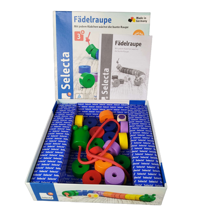 Selecta Spiel Fädelraupe 63005 Fädelspiel aus Holz