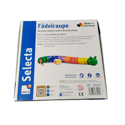 Selecta Spiel Fädelraupe 63005 Fädelspiel aus Holz