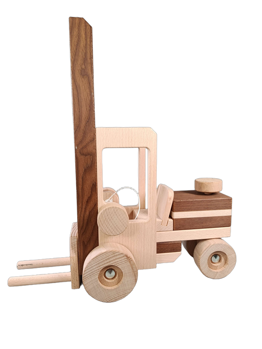 Goki Gabelstapler aus Holz Baufahrzeug