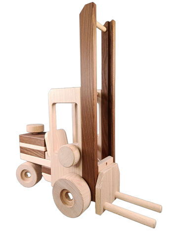 Goki Gabelstapler aus Holz Baufahrzeug