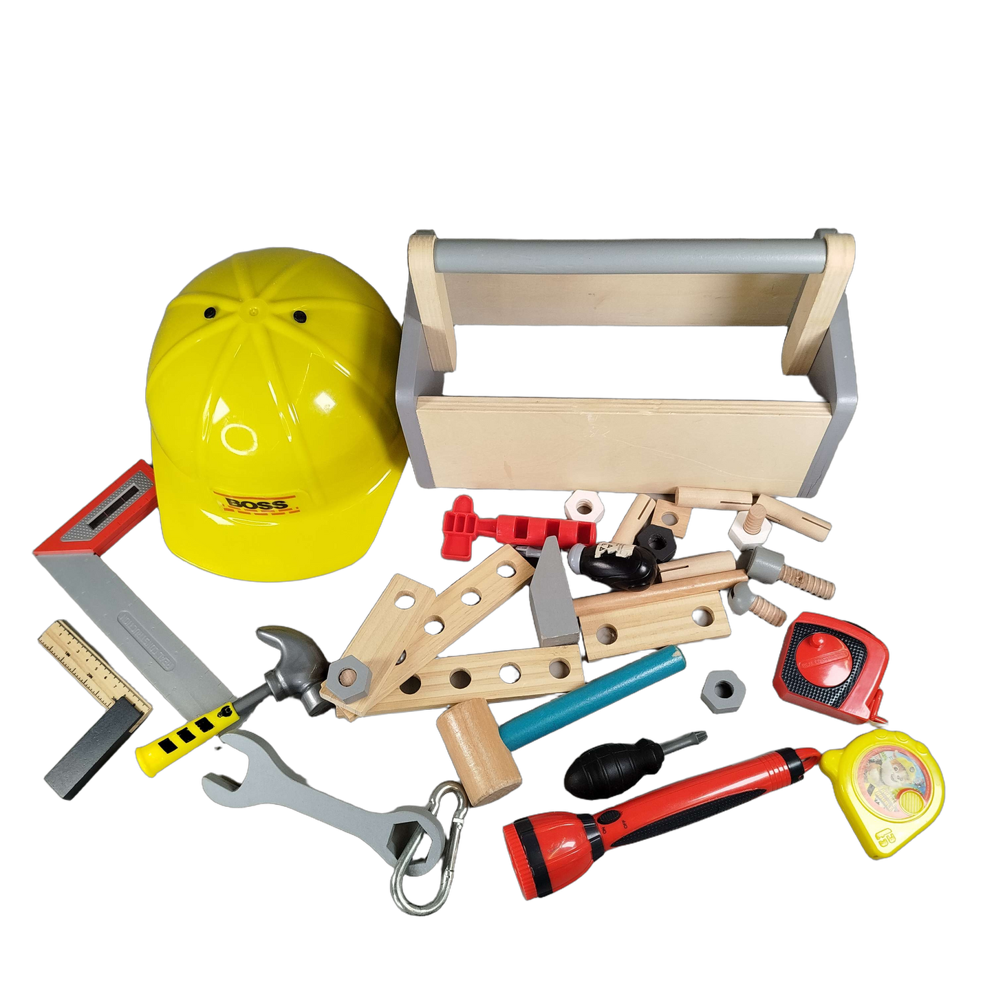 Bundle Bauhelm & Holz-Werkzeugkiste Werkzeug-Set