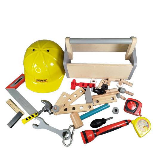 Bundle Bauhelm & Holz-Werkzeugkiste Werkzeug-Set