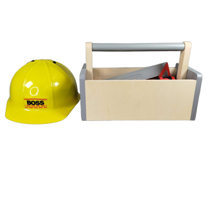 Bundle Bauhelm & Holz-Werkzeugkiste Werkzeug-Set