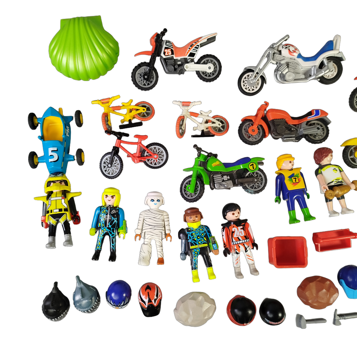 Playmobil Bundle Rennwagen & Motorrad, großes Set Fahrzeuge & Figuren