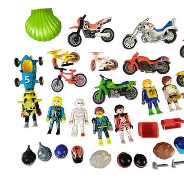 Playmobil Bundle Rennwagen & Motorrad, großes Set Fahrzeuge & Figuren