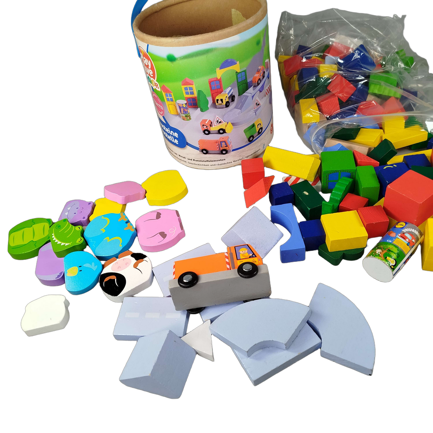 Playtive Holzbausteine Stadt Set mit Tieren & Kipplaster
