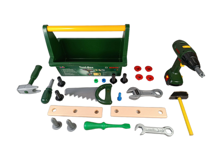 Theo Klein Tool Box I Werkzeugkiste mit Bohrmaschine & Zubehör